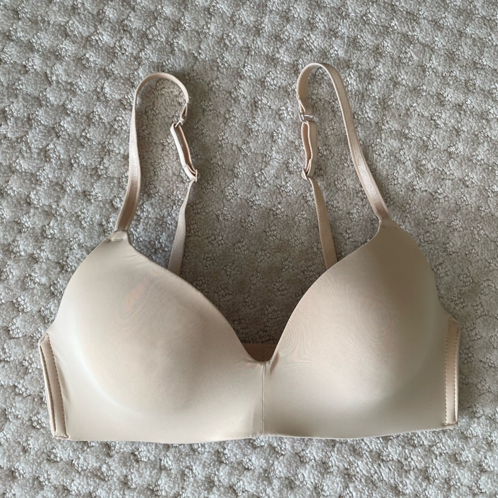 Auden Lightly Lined Wirefree Bra Soft Beige/Nude 32B Adjustable Straps Racerback - Picture 4 of 9